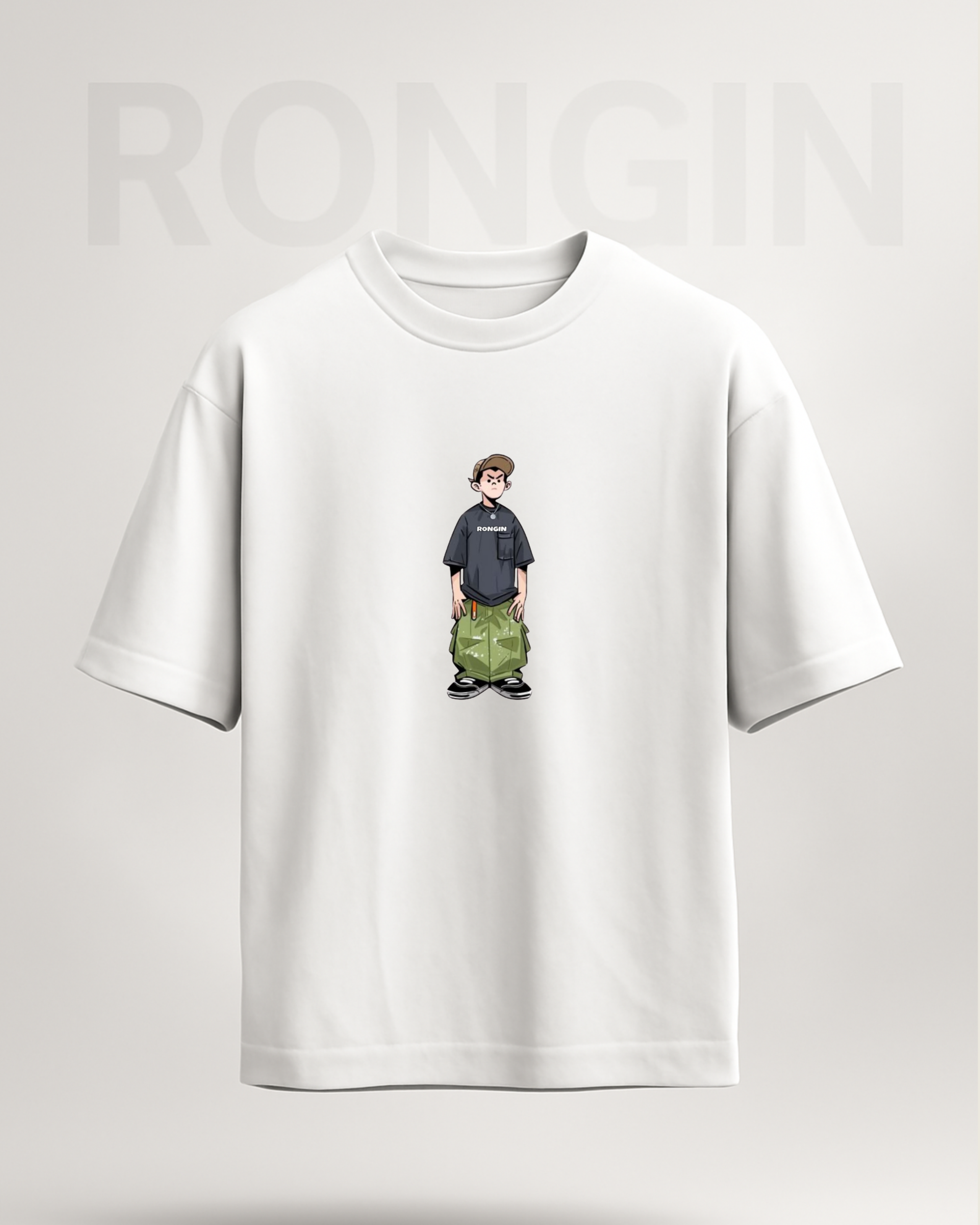 “White Oversized T-Shirt Rongin”